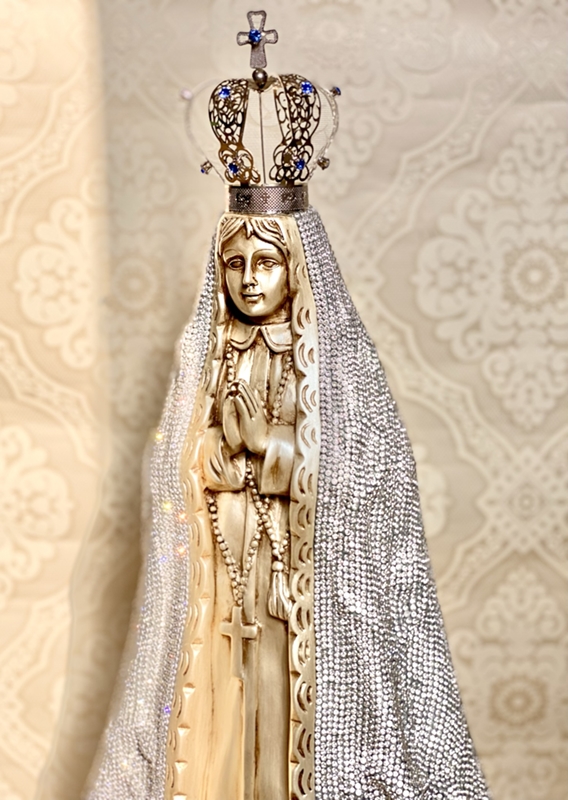 Nossa Senhora Aparecida 60cm strass prata