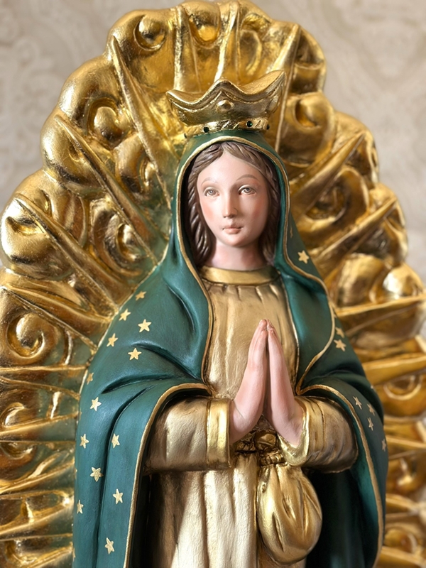 Nossa Senhora de Guadalupe 77cm pintura com folha de ouro