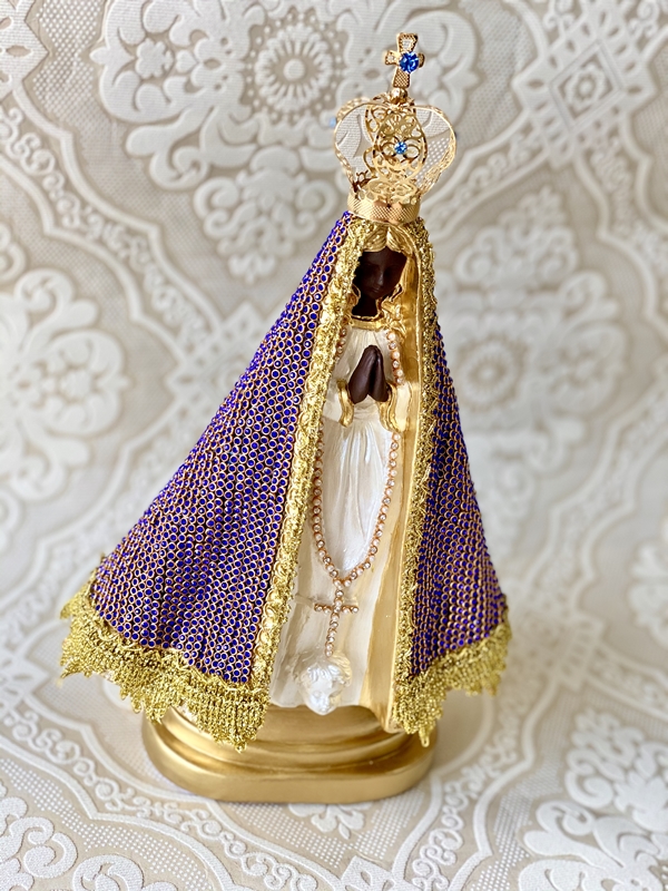 Nossa Senhora Aparecida 30cm strass azul