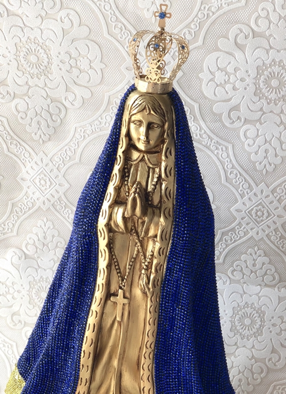 Nossa Senhora Aparecida 60cm strass azul