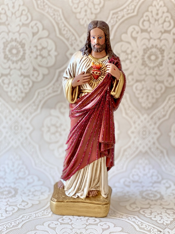 Sagrado Coração de Jesus 30cm fio de strass