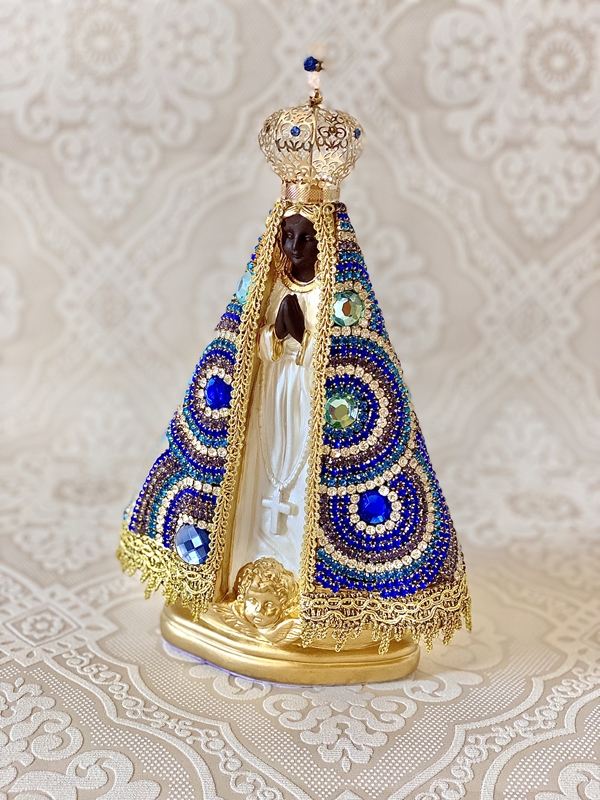 Nossa Senhora Aparecida 25cm strass desenhado