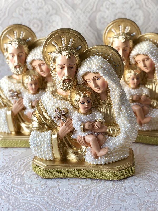 Busto de Sagrada Família 30cm em pérolas
