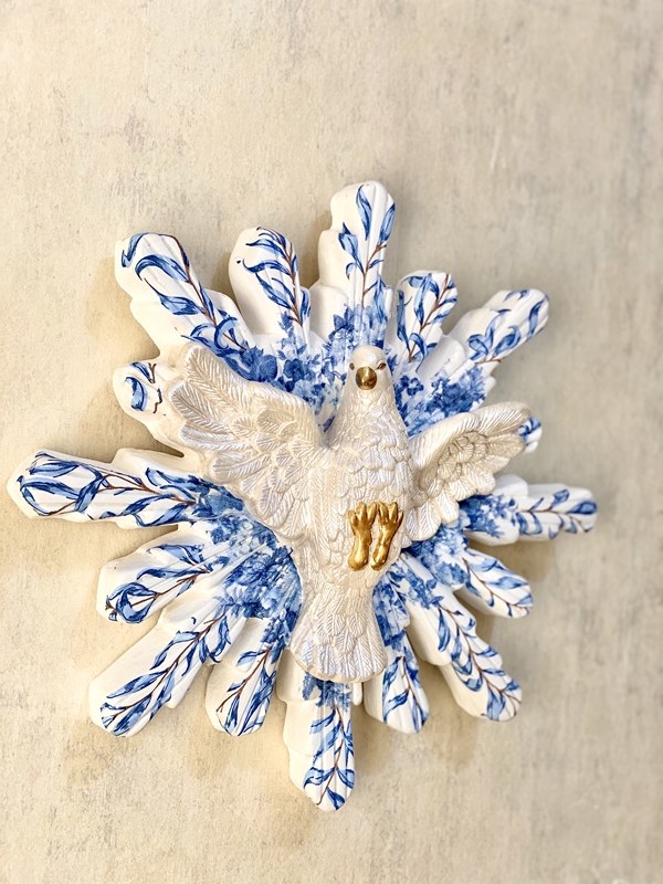 Divino Espírito Santo 30cm Decoupage em Guardanapo