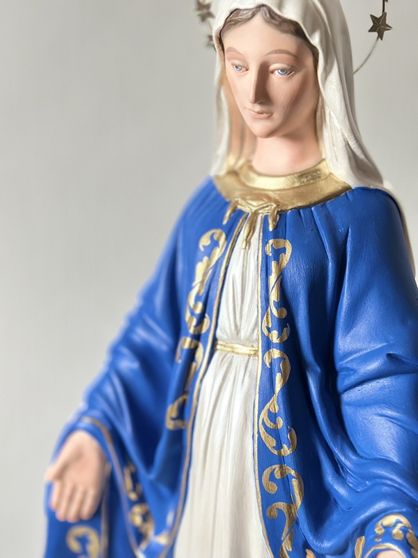Nossa Senhora das Graças 60cm azul mar com desenhos em pintura