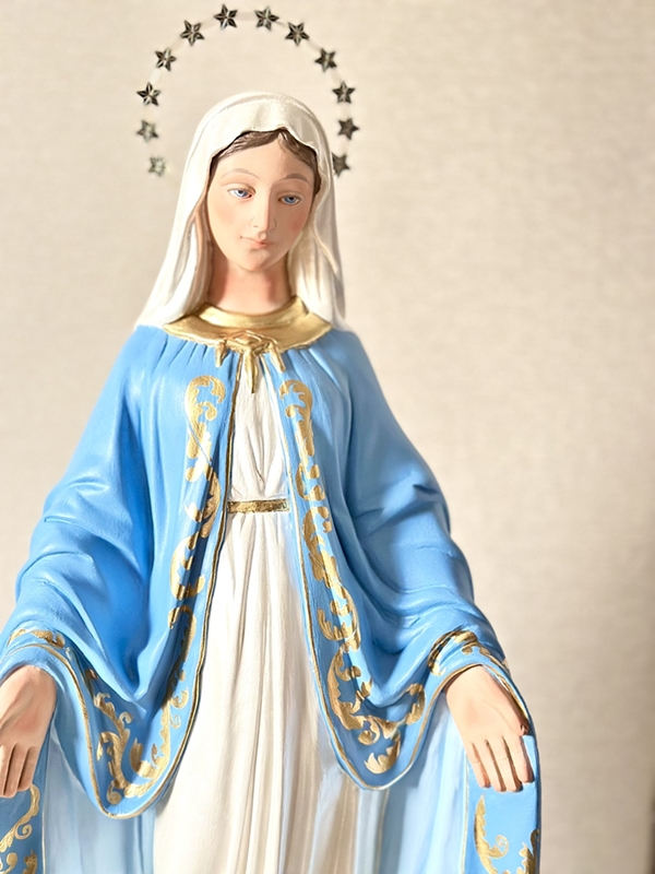 Nossa Senhora das Graças com 60cm em pintura azul e arabescos