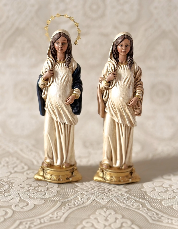 Nossa Senhora Grávida 20cm pintura envelhecida