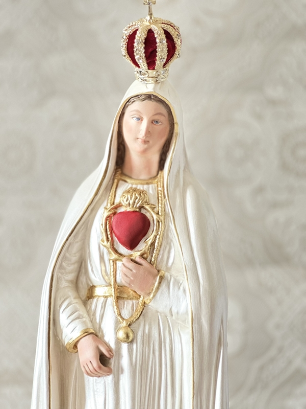 Imaculado Coração de Fátima 60cm perolada com follha de ouro