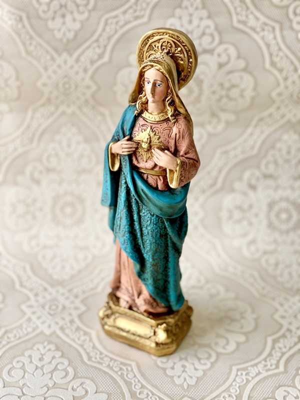 Imaculado Coração de Maria 30cm pintura envelhecida