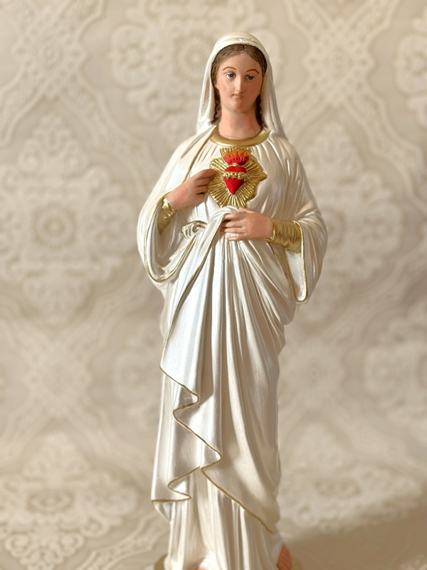 Imaculado Coração de Maria 40cm pintura perolada
