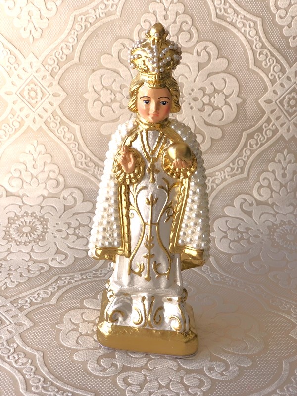 Menino Jesus de Praga 20cm em pérolas