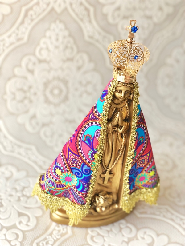 Nossa Senhora Aparcida 25cm manto em tecido