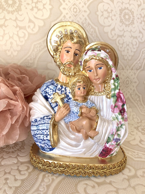 Busto Sagrada Família 20cm Decoupage em Guardanapo