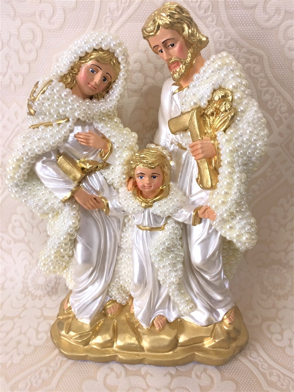 Sagrada Família em pé com 30cm em pérolas