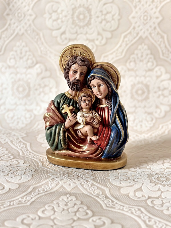 Busto de Sagrada Família 20cm envelhecida