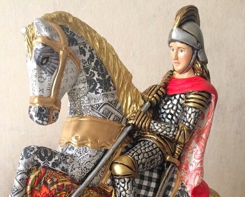 São Jorge 40cm Decoupage em Guardanapo