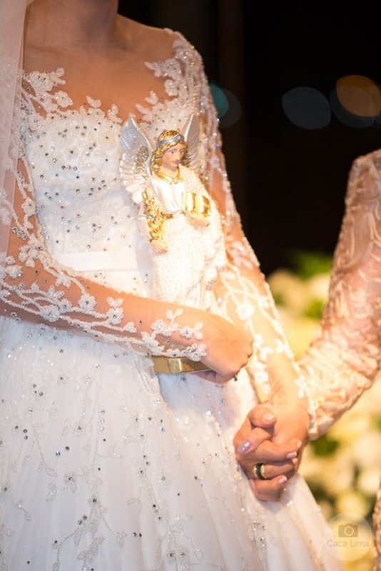 Arcanjo Gabriel 30cm em pérolas