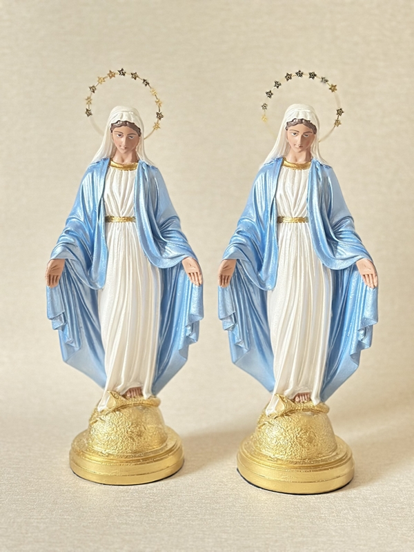 Nossa Senhora das Graças com 30cm em Resina pintura metalizada