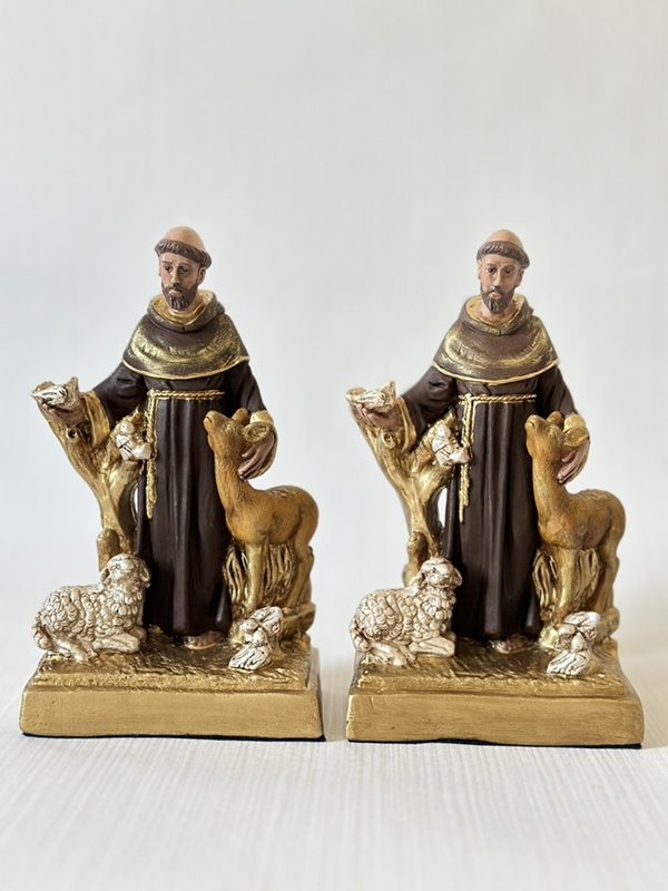 São Francisco de Assis 20cm pintura acrílica com pátina