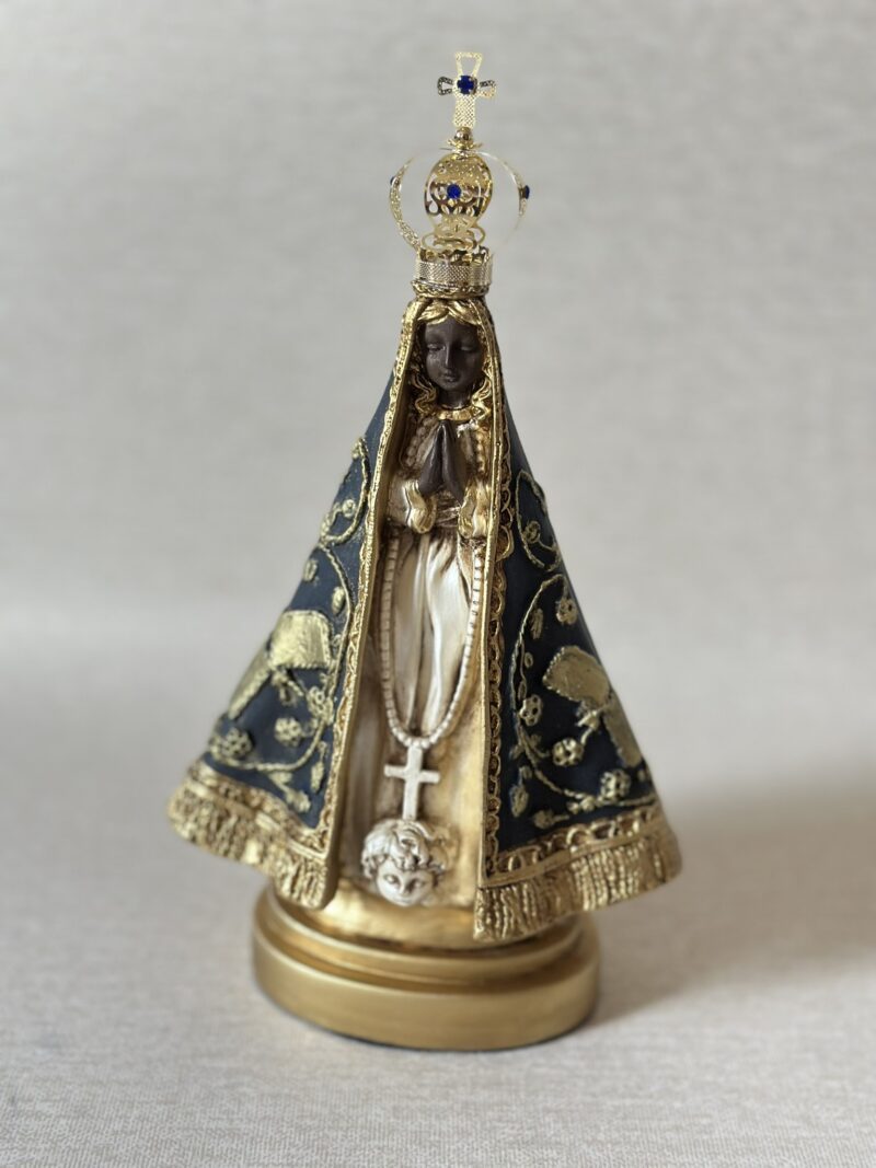 Nossa Senhora Aparecida 20cm pintura e pátina dourada