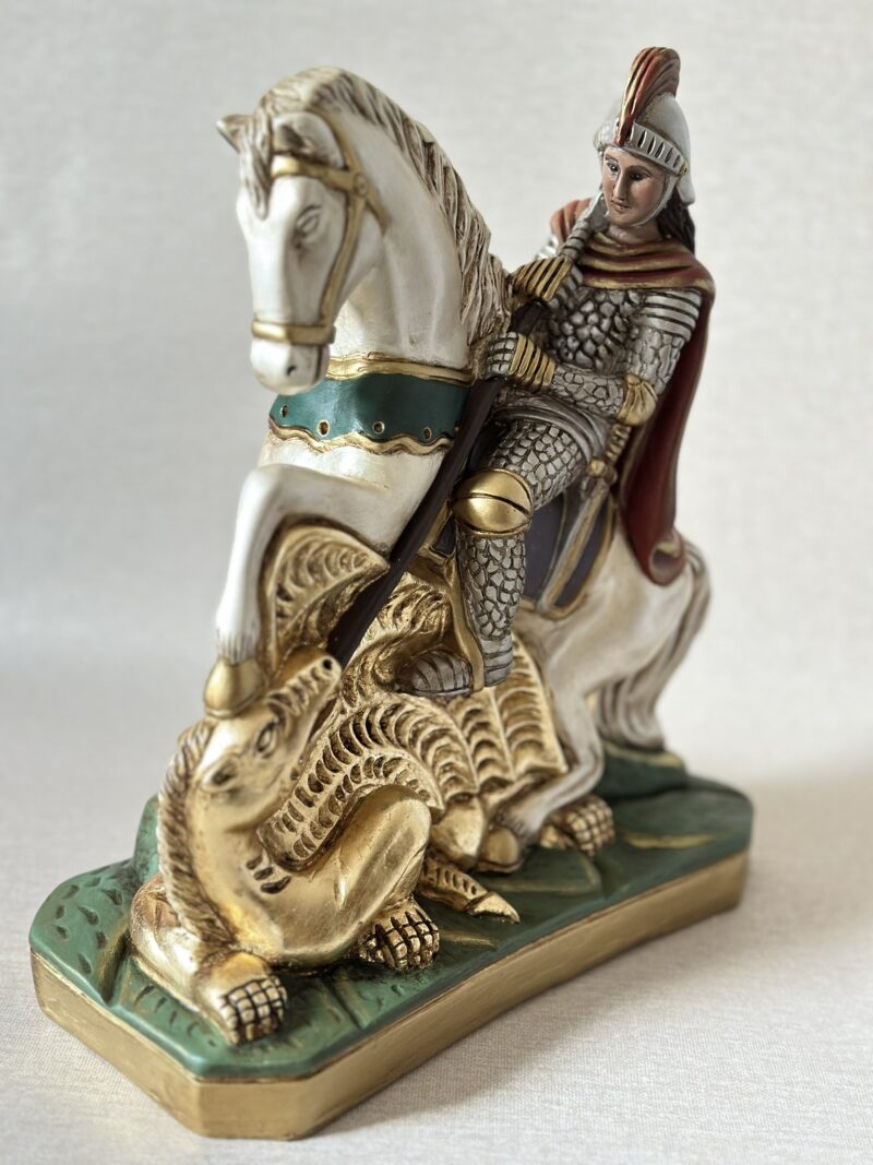 São Jorge 40cm em pintura envelhecida e folha de ouro