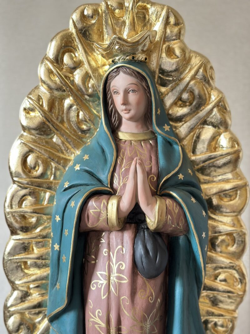 Nossa Senhora de Guadalupe 77cm pintura com folha de ouro