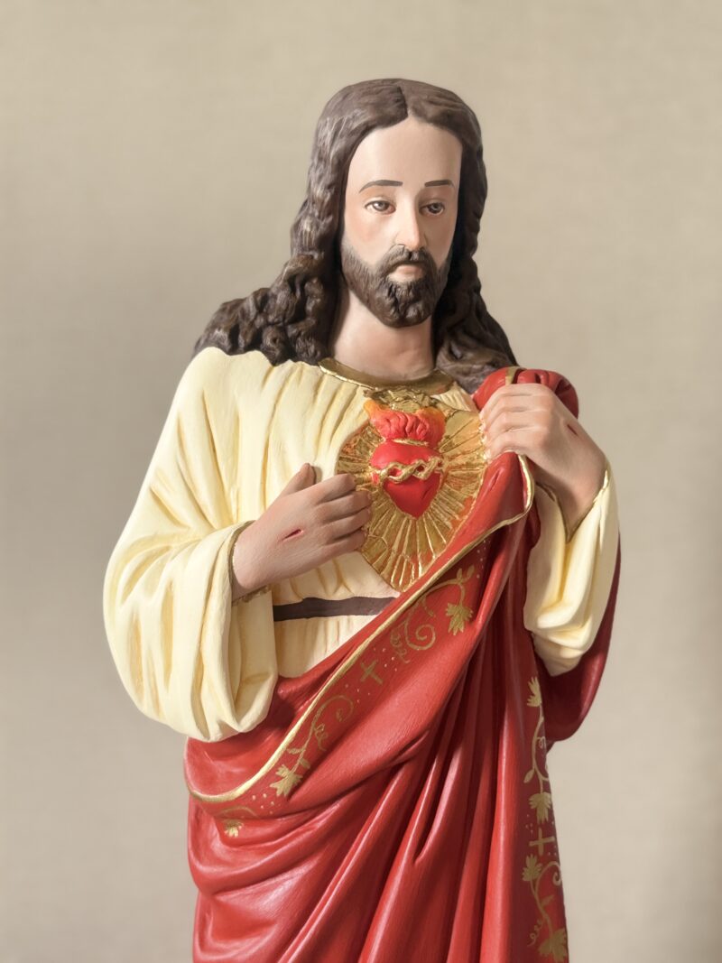 Sagrado Coração de Jesus 60cm pintura acrílica com desenhos